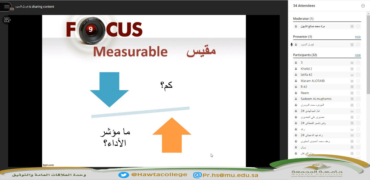 لقاء افتراضي عن بُعد بعنوان "الأهداف الذكية"