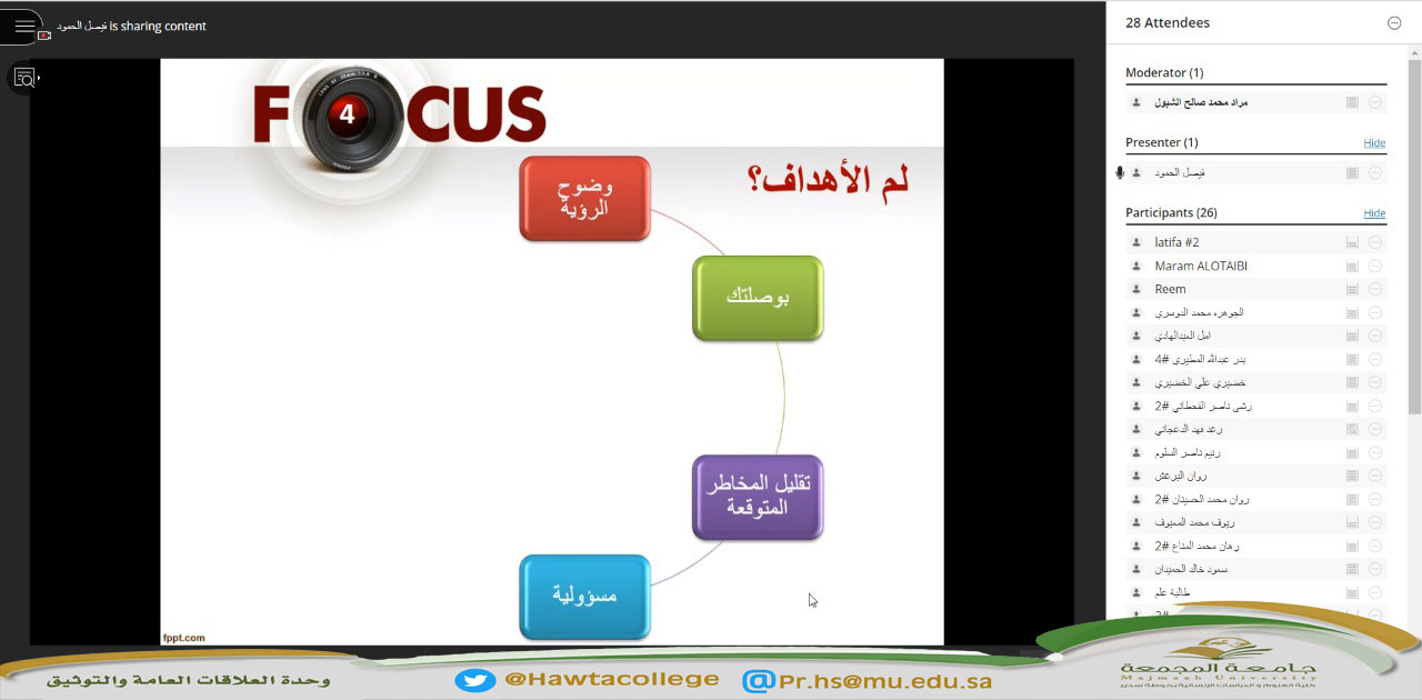 لقاء افتراضي عن بُعد بعنوان "الأهداف الذكية"
