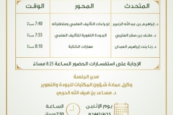 عمادة شؤون المكتبات تنظم ملتقى الأستاذ الجامعي والتأليف العلمي