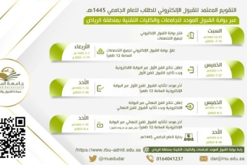 التقويم لقبول الطلاب 1445