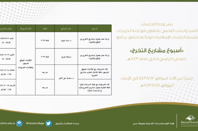 برنامج "أسبوع مشاريع التخرج"