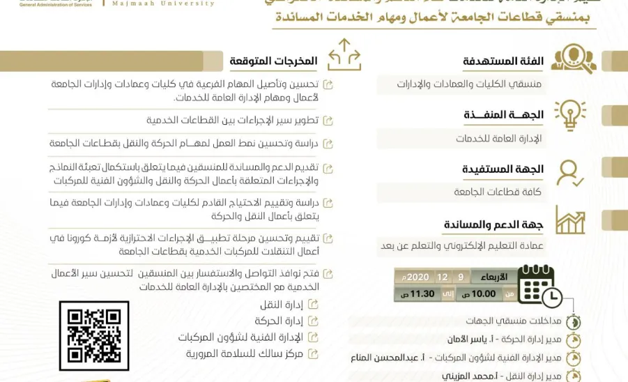 بهدف رفع مستوى الخدمات المقدمة .. الإدارة العامة للخدمات تعقد لقاء الدعم والمساندة بمنسقي قطاعات الجامعة -  66666