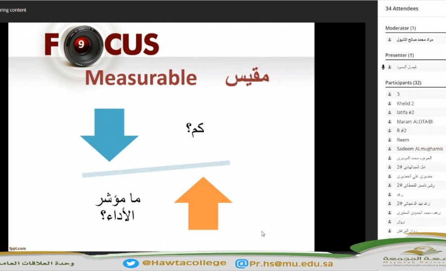 لقاء افتراضي عن بُعد بعنوان "الأهداف الذكية"