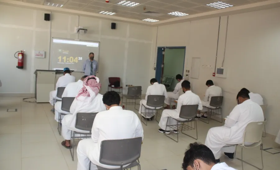 Placement test conducted for new students  - الطلاب في القاعات