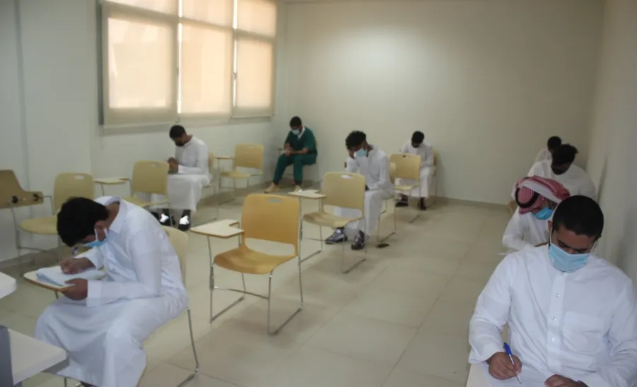 Placement test conducted for new students  - الطلاب في القاعات