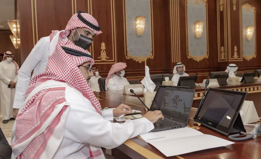 رئيس الجامعة يدشن عدداً من المنصات الرقمية ( الرباعية الرقمية ) - جامعة المجمعة