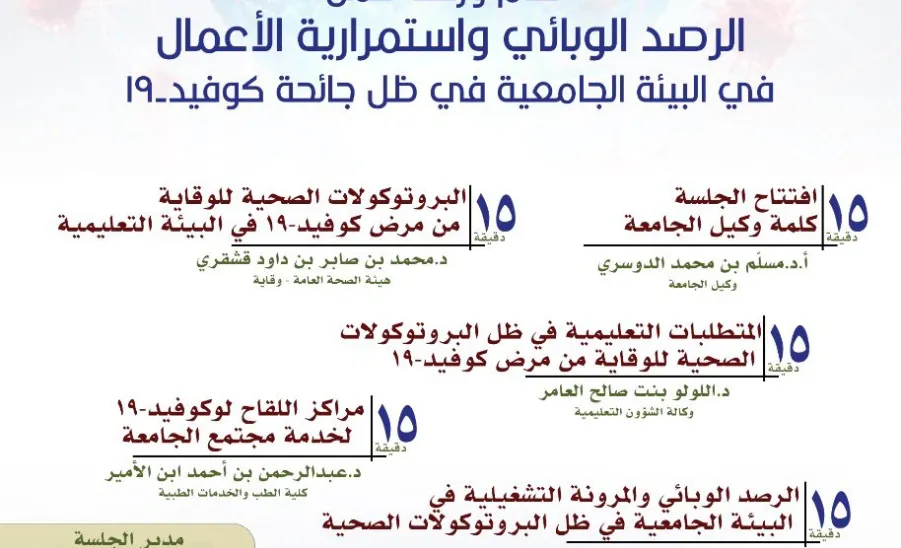 MU HOLDS A WORKSHOP ENTITLED “EPIDEMIOLOGICAL MONITORING AND WORK PROGRESS IN LIGHT OF COVID-19 PANDEMIC”
 -  ورشة عمل الرصد الوبائي