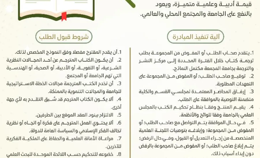 مركز النشر والترجمة يعلن عن مبادرتين علميتين  - مبادرة ترجمة كتاب
