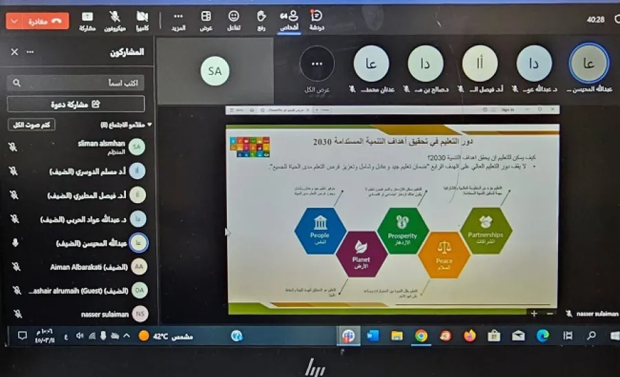 A seminar entitled: Mechanisms for promoting the concepts of the 2030 Sustainable Development Goals at campuses -  ندوة علمية بعنوان "آليات تعزيز مفاهيم أهداف التنمية المستدامة 2030 في الحرم الجامعي"