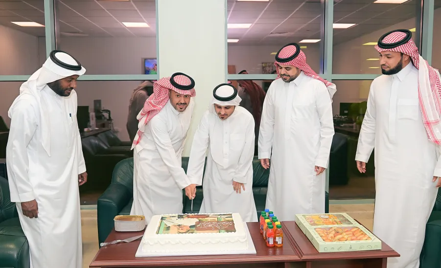 The Media Center's staff celebrates the recovery of its director from a surgery  -  1