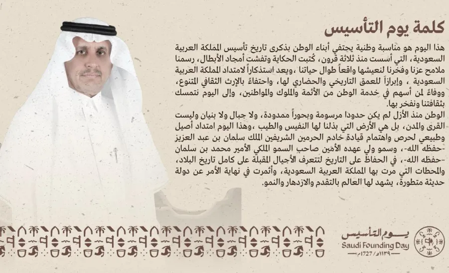 The director of administrative and financial affairs' message on the founding day - كلمة مدير عام الشؤون الأدارية والمالية بمناسبة يوم التأسيس