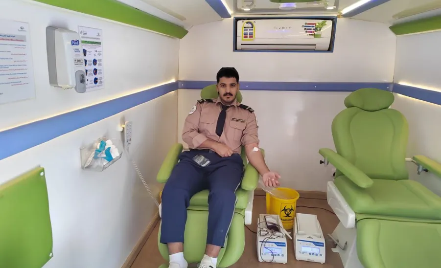 Social Responsibility Observatory conducts a blood donation campaign  -  مرصد المسؤولية الاجتماعية يقيم حملة تبرع بالدم بمجمع الكليات للطلاب بجامعة المجمعة