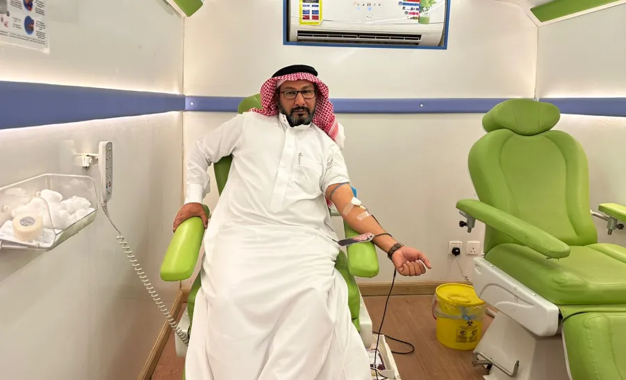 Social Responsibility Observatory conducts a blood donation campaign at Prince Sultan Road Walkway -  تبرع بالدم جامعة المجمعة