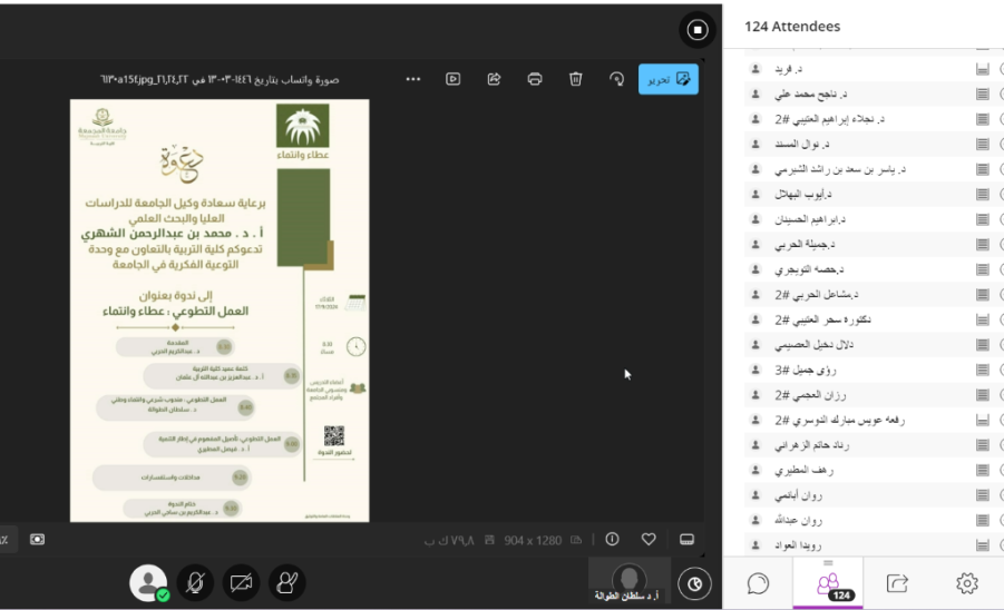 الكلية تقيم ندوة العمل التطوعي بالتعاون مع وحدة التوعية الفكرية