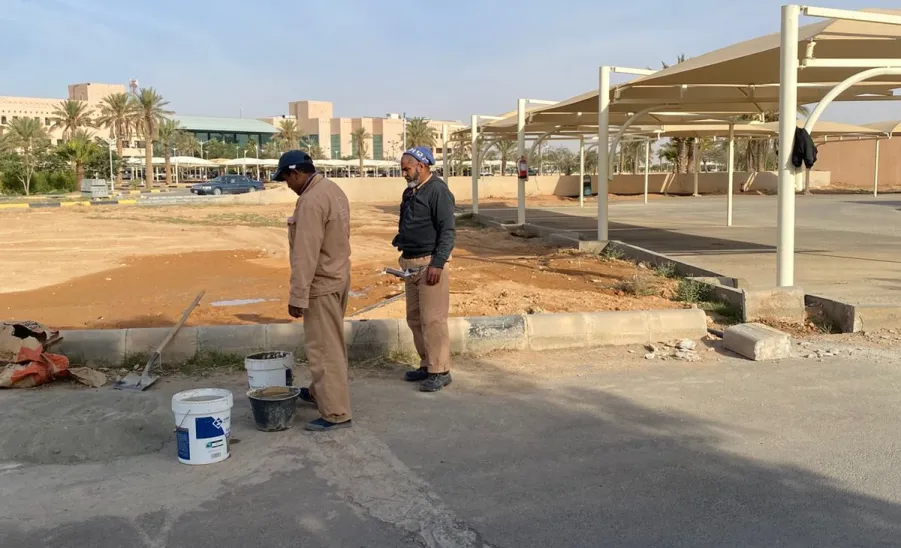 المشروعات والتشغيل والصيانة تقوم بأعمال إزالة التشوهات البصرية وصيانة المضلات  - صورة