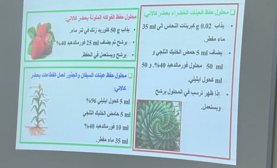 كلية العلوم تقيم ورشة عمل بعنوان : طرق حفظ العينات البيولوجية الحية -  طرق حفظ العينات البيولوجية الحية
