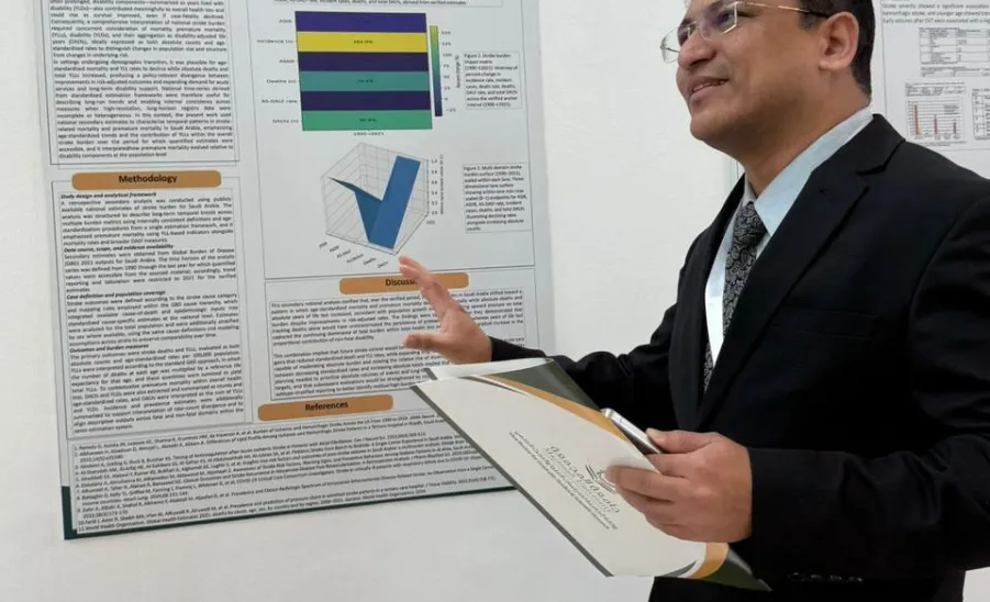 الدكتور رياض يحصل على جائزة أفضل بوستر بحثي بمؤتمر جامعة المجمعة الدولي الثاني للسكتة الدماغية -  أفضل بوستر بحثي
