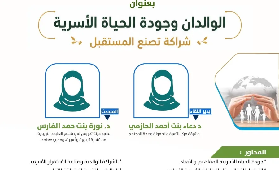 المرصد يقيم لقاء ( الوالدان وجودة الحياة الأسرية شراكة تصنع المستقبل ) - صورة1