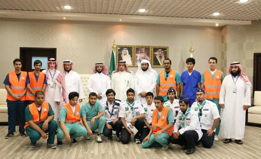 معالي المدير يلتقي بالطلاب المشاركين في خدمة ضيوف الرحمن لعام 1435هـ - 