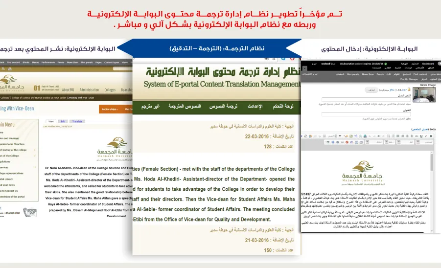 لجنة ترجمة محتوى البوابة الإلكترونية للجامعة تعقد اجتماعاً لمناقشة النسخة النهائية من تطوير نظام إدارة الترجمة - 