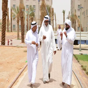 HE the Vice Rector and members of the preparatory committee of the university constructive projects check on the construction projects at Majma'ah