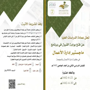 ADMISSION TO MASTER’S DEGREE IN BUSINESS ADMINISTRATION IS OPENED