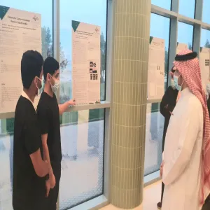 Acting Dean Dr. Musaed Al-Zahrani, launch the exhibition of Scientific Research Day