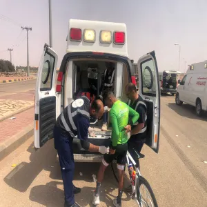 الطاقم الطبي يقدم خدماته العلاجية في سباق الاتحاد السعودي للدراجات بمحافظة المجمعة
