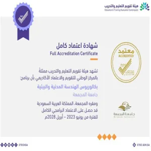 Civil Engineering Department obtains the Full Accreditation Certificate