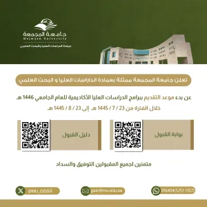 The Vice-Dean's Office announces the date of applying for graduate studies programs, 1446