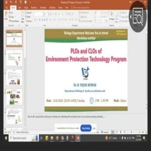 Biology Department conducts a workshop on the learning outcomes of the course and program