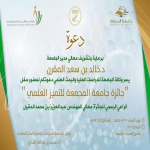 MAJMAAH UNIVERSITY AWARD FOR SCIENTIFIC EXCELLENCE