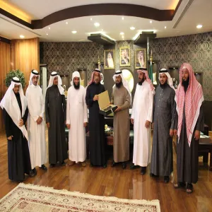 HIS EXCELLENCY THE UNIVERSITY RECTOR RECEIVES THE ANNUAL REPORT OF COLLEGE OF EDUCATION IN ZULFI